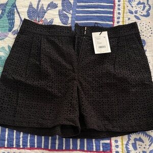 Theory Black High Waist Lace Shorts